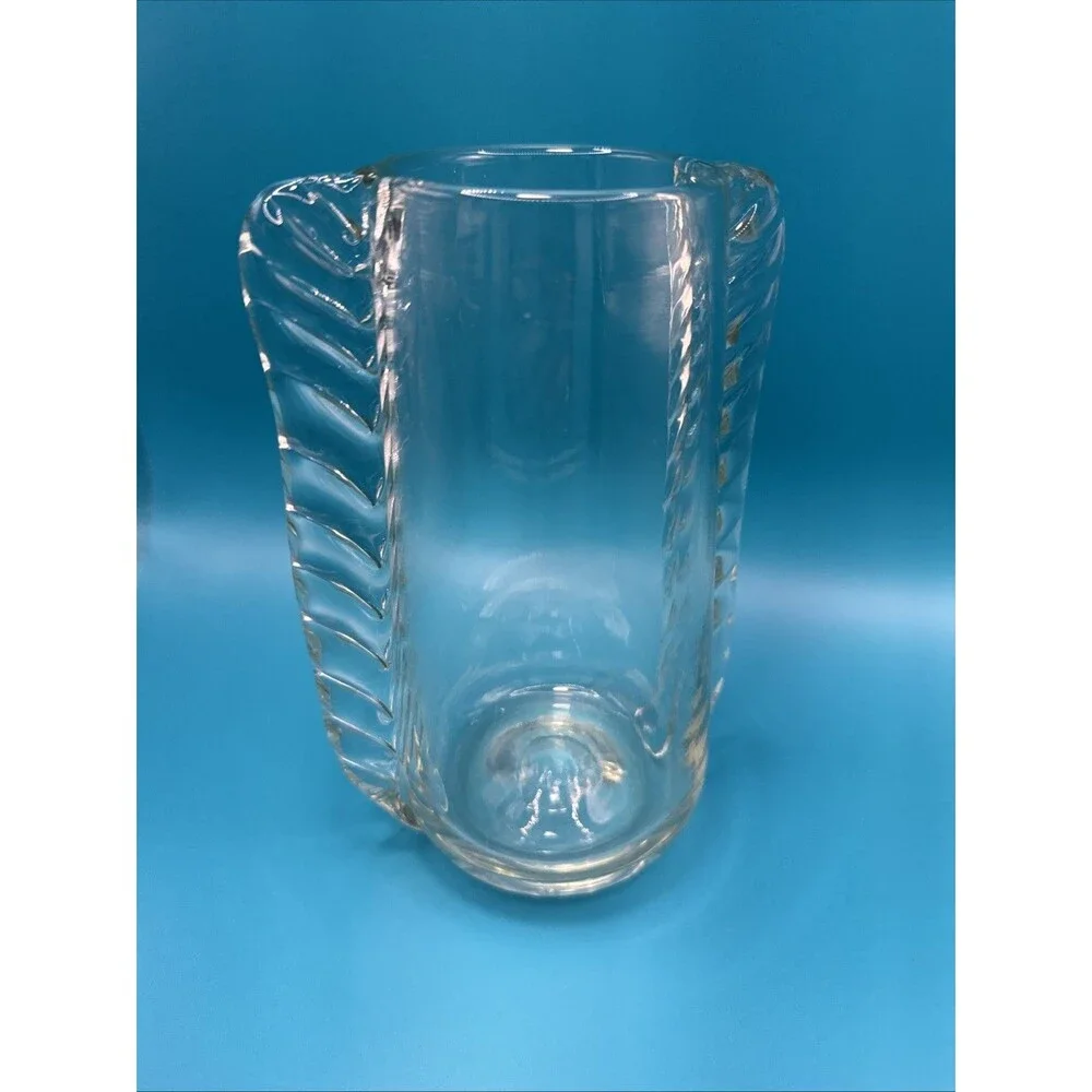 VNT Braided Glass Vase Handblown Clear W/ Slight Green  Tint 7.5”